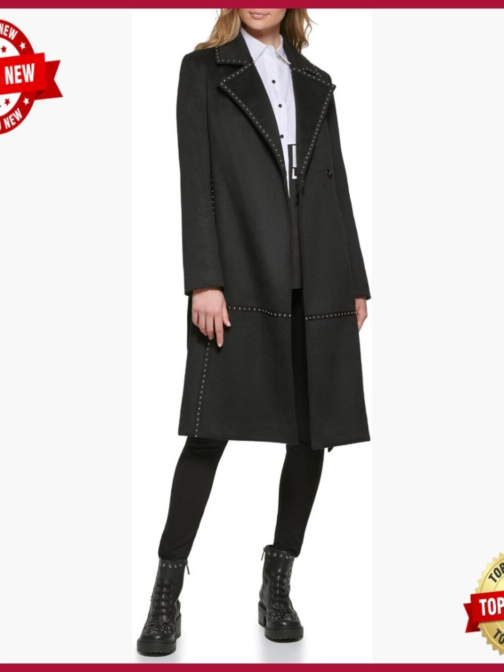 Legacy Military Long Wool Coat, Notched Collar, Slim Fit
